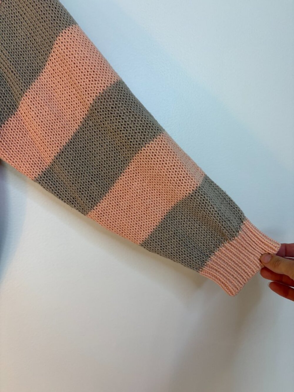 Outback Red Vintage Pink Gray Stripe Button Up Cardigan - Picture 2 of 6